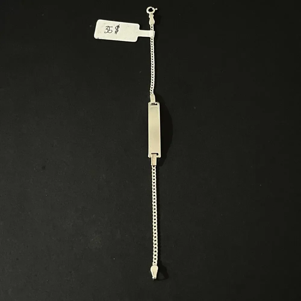 Esclava Con Plaquita De Plata 925,925 Silver Bracelet - 6 Inch